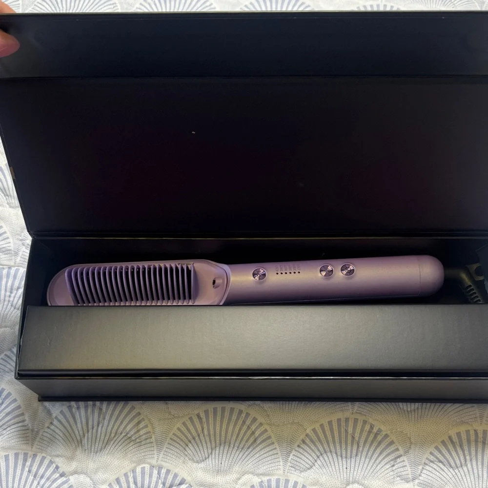 Wavytalk Hair Straightener Brush Purple Heated Smoothing Brush